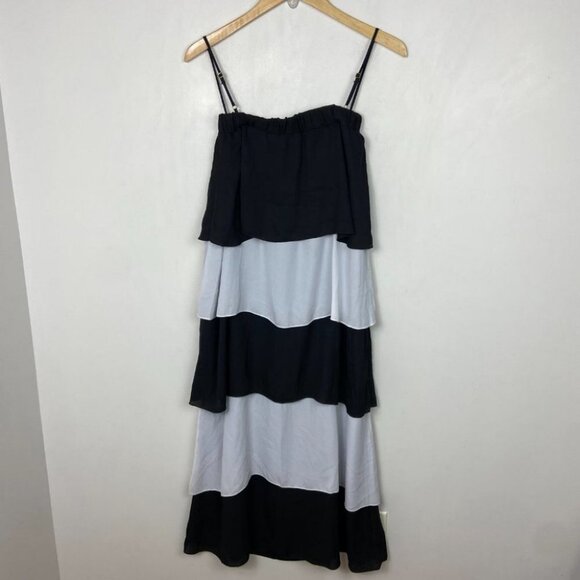 NWT Show Me Your Mumu Tiered Ruffle Maxi Dress Colorblock Black White Size Small - Picture 11 of 11